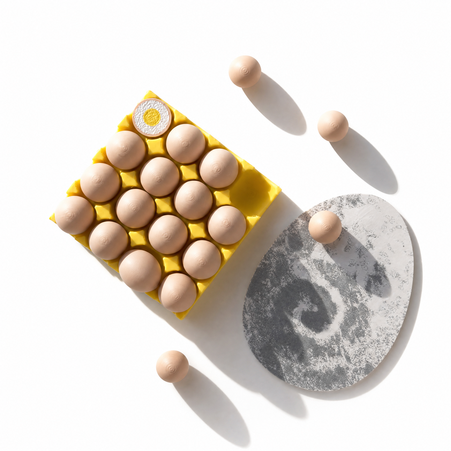 Mini egg-carton fridge magnet with 16 detachable magnetic eggs