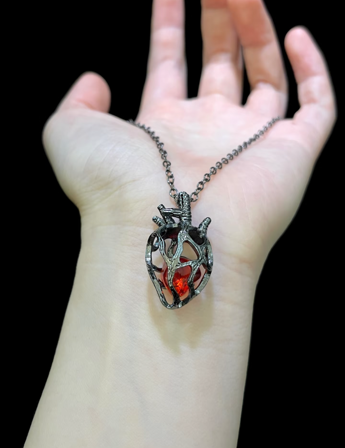 Vintage-style charm necklace on titanium steel chain, boho aesthetic, by Cvintagettic