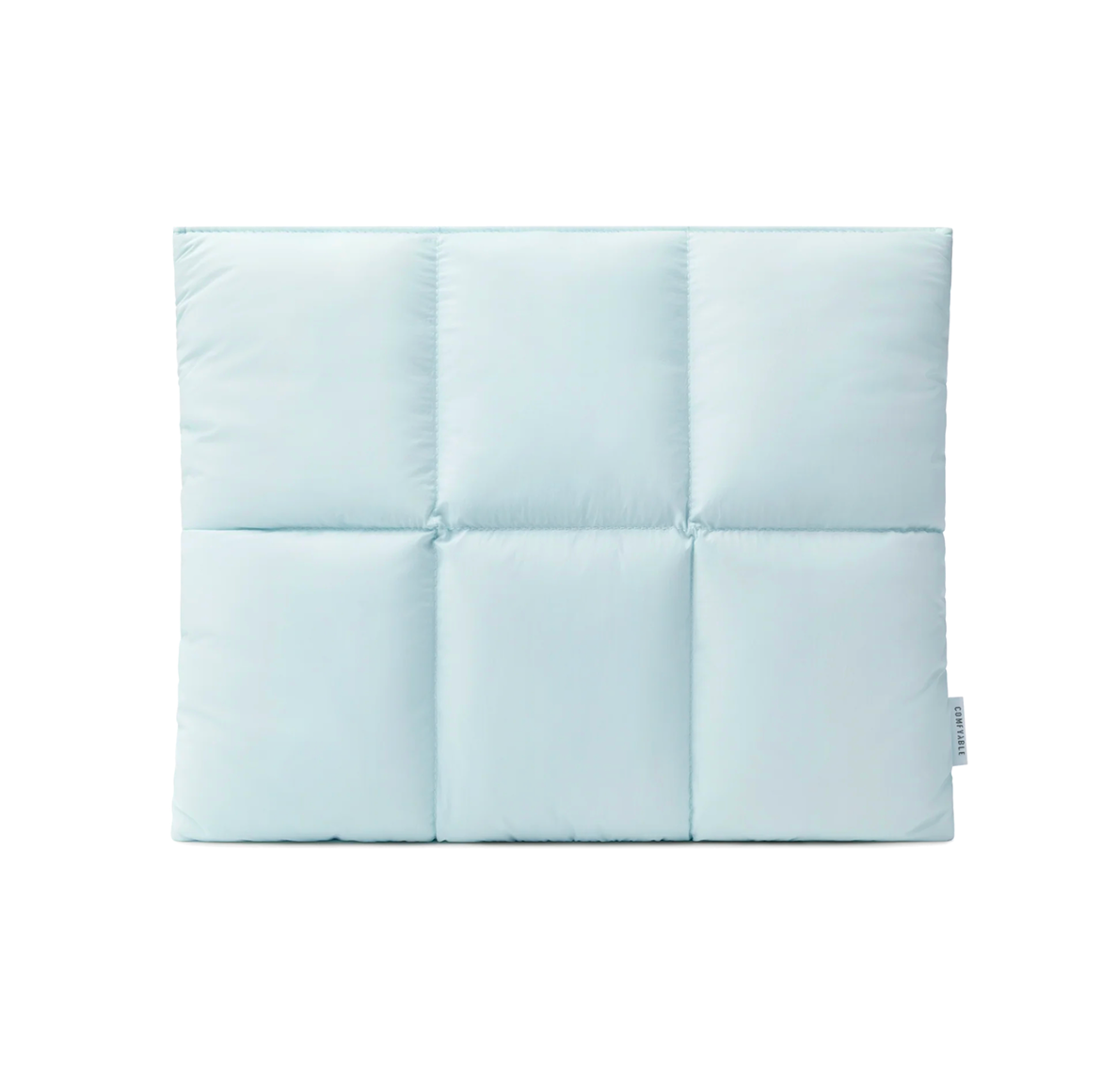 Ice blue quilted puffer laptop sleeve with magnetic closure for 13-14 inch MacBook
