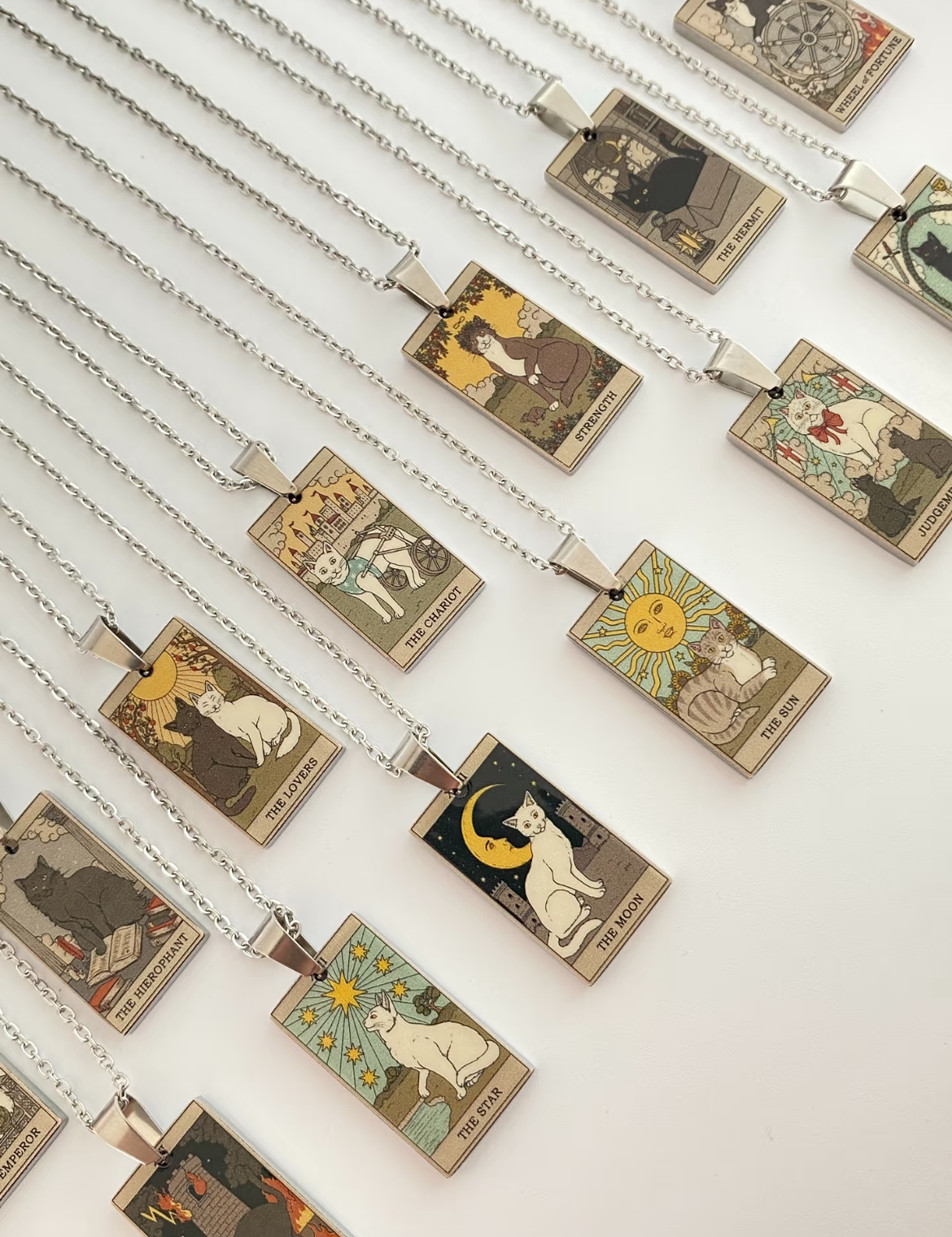 Cat Tarot Necklace, The Fool design, titanium steel chain, by MOOD