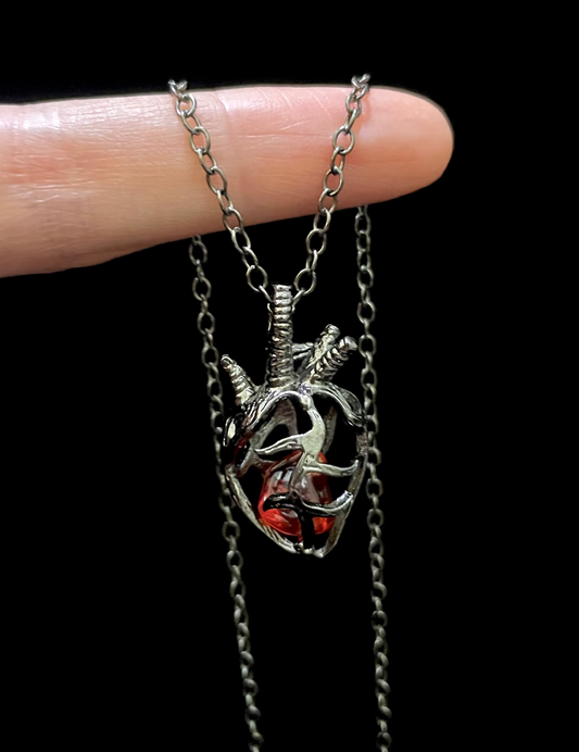 Vintage-style charm necklace on titanium steel chain, boho aesthetic, by Cvintagettic