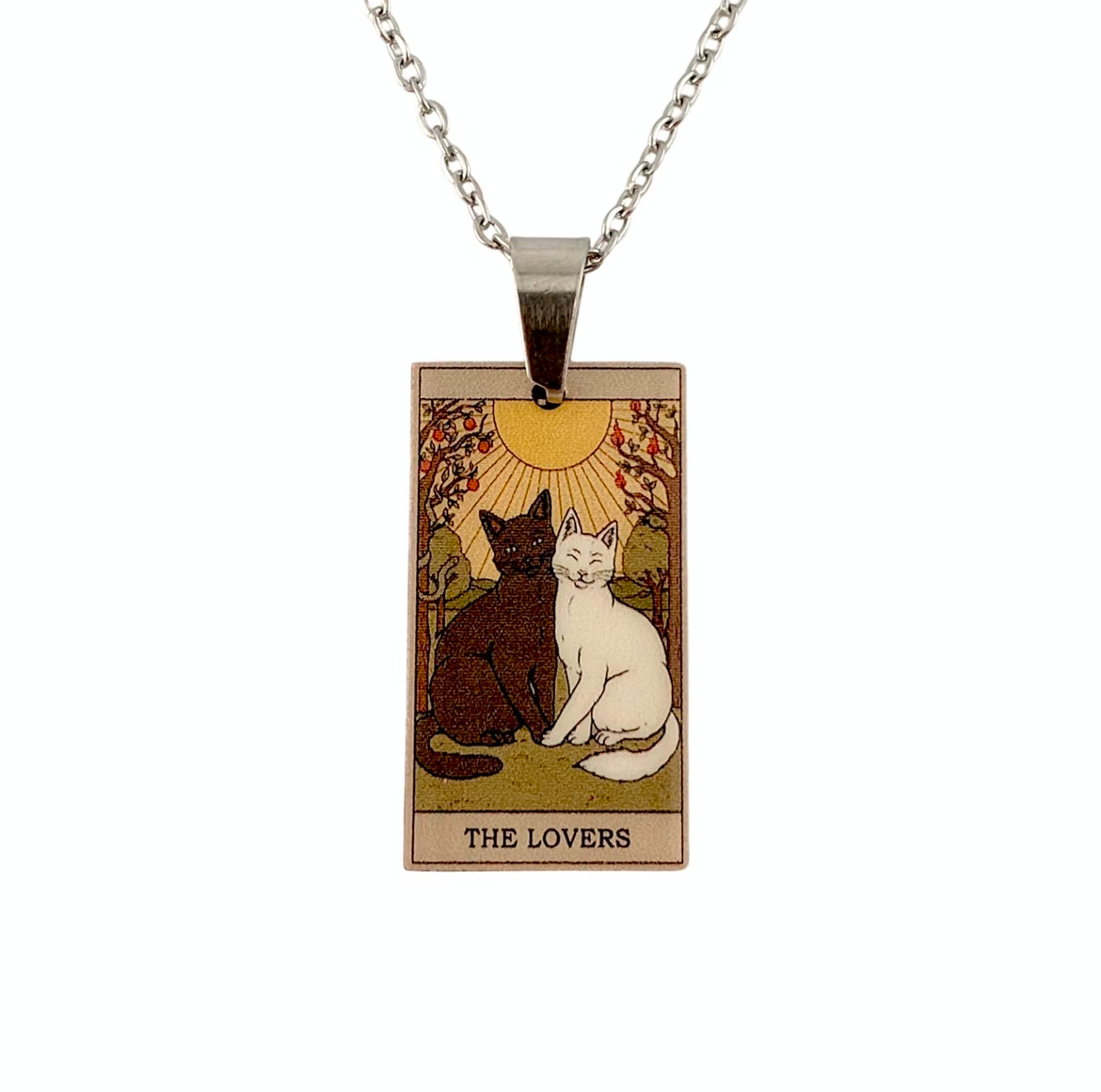 Cat Tarot Necklace, The Fool design, titanium steel chain, by MOOD