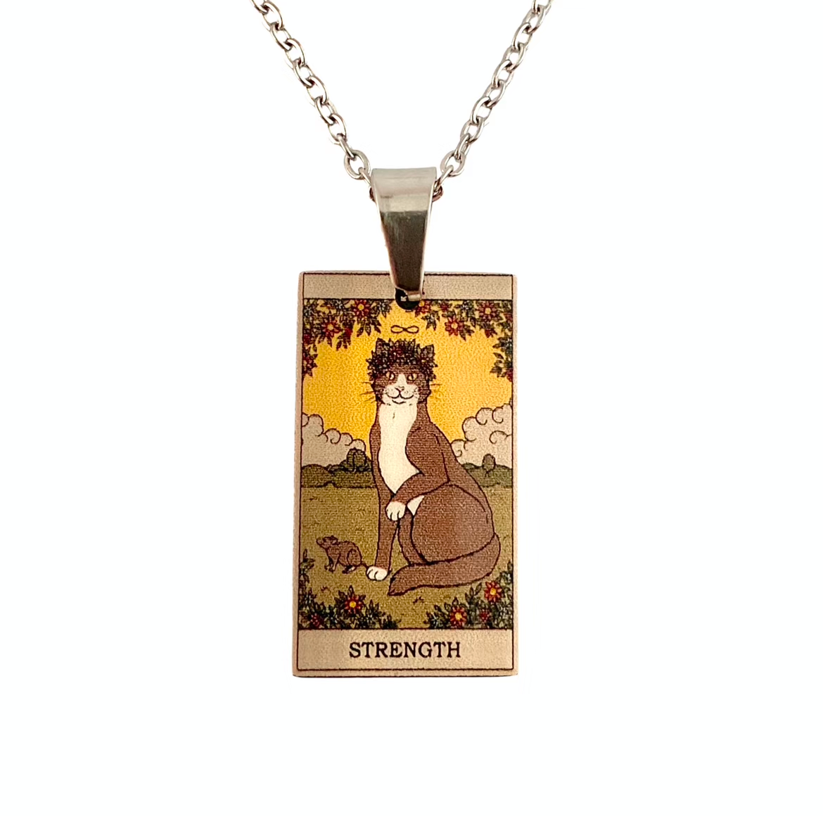 Cat Tarot Necklace, The Fool design, titanium steel chain, by MOOD