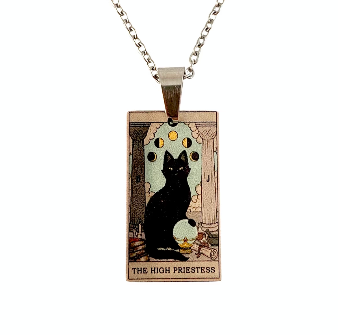 Cat Tarot Necklace, The Fool design, titanium steel chain, by MOOD