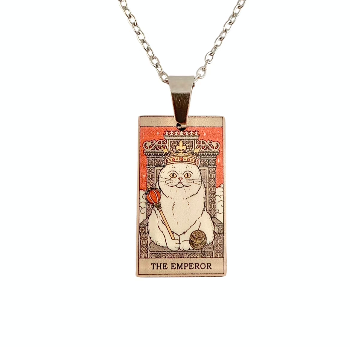 Cat Tarot Necklace, The Fool design, titanium steel chain, by MOOD