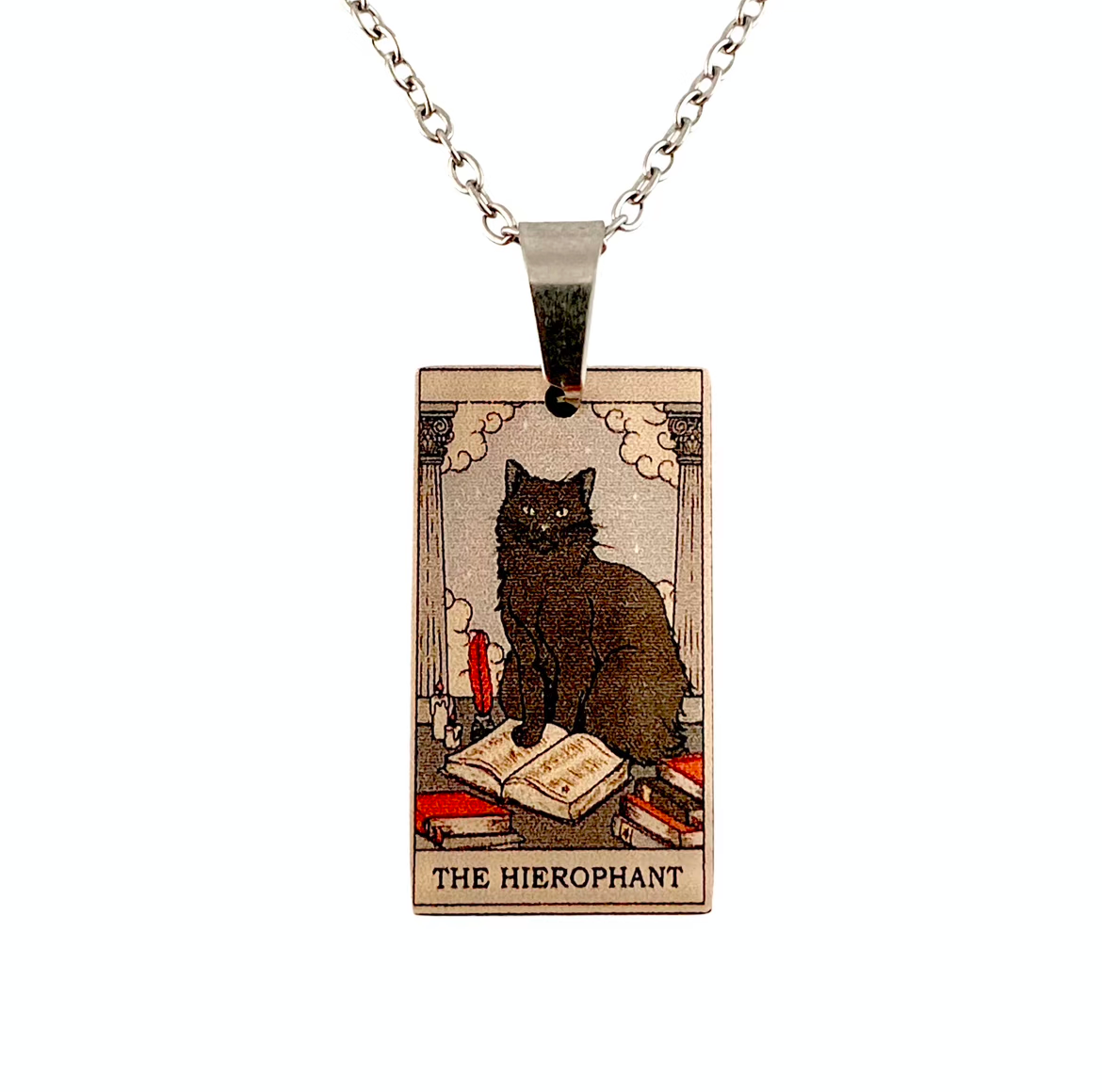 Cat Tarot Necklace, The Fool design, titanium steel chain, by MOOD